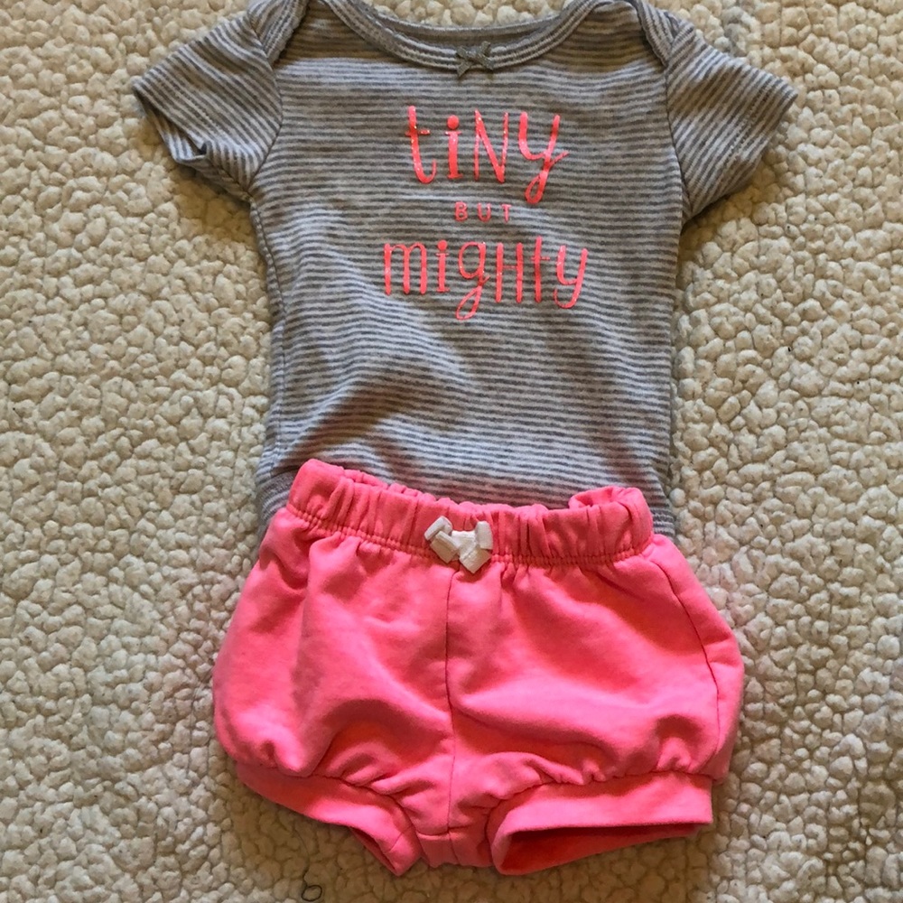 Pink and grey onesie short set